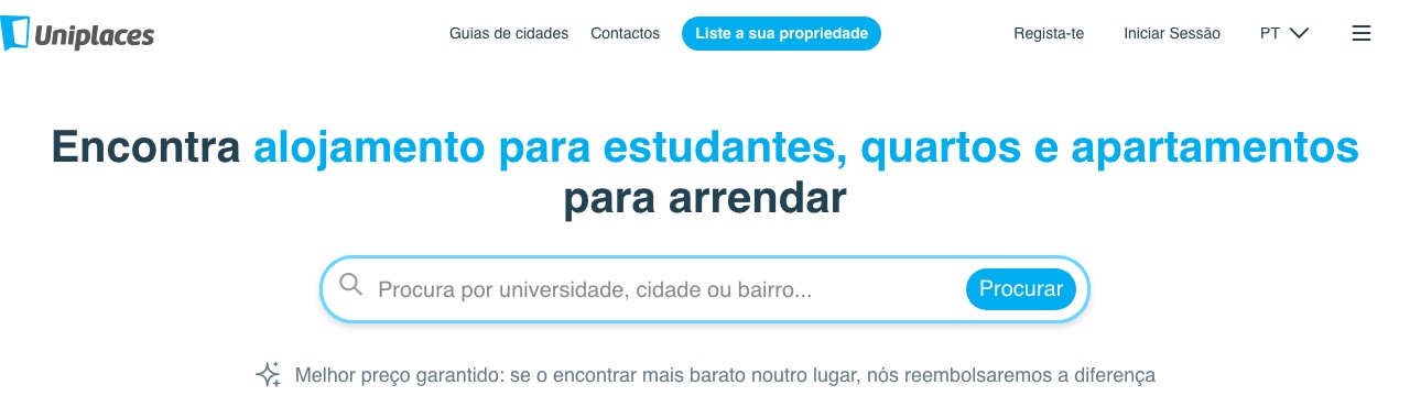 Captura do site Uniplaces