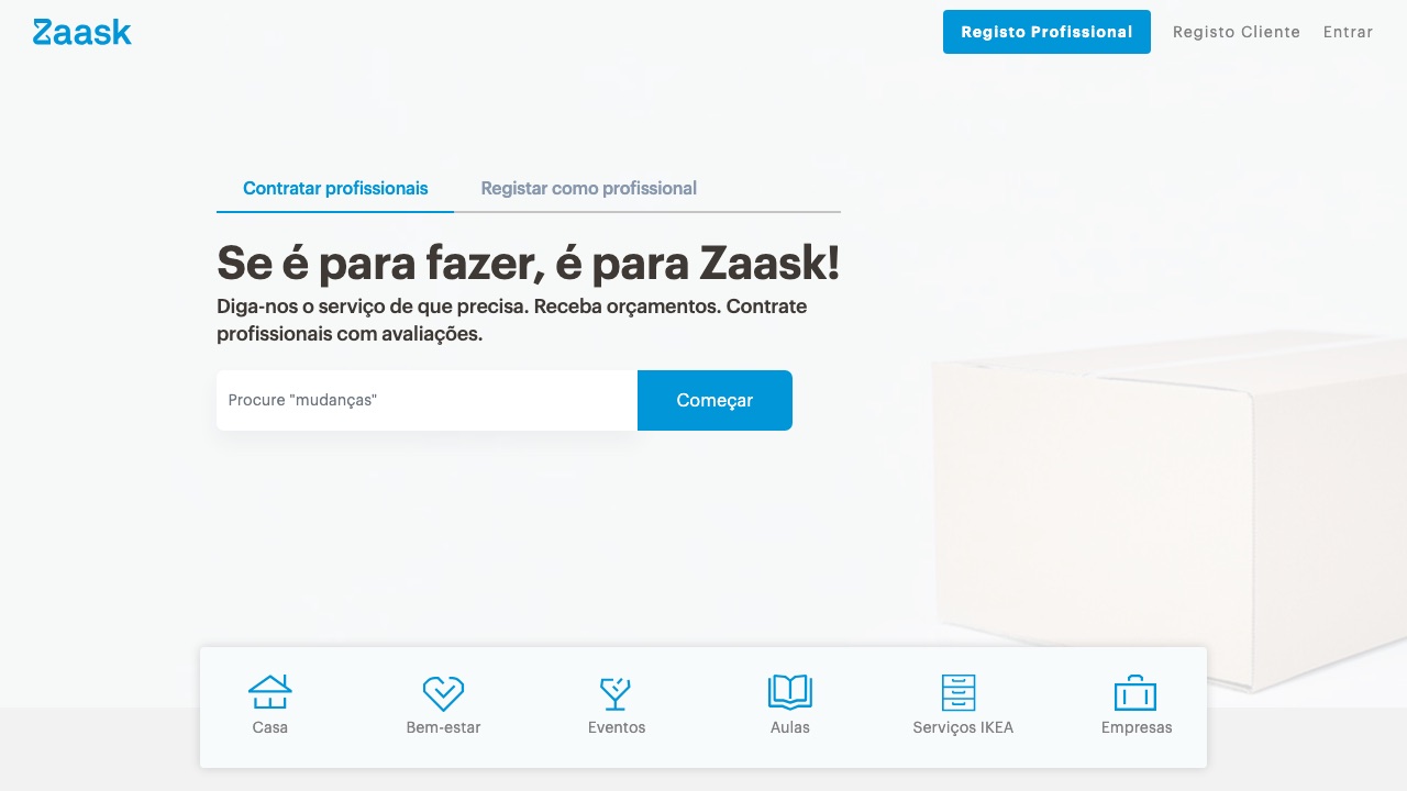 Captura do site Zaask
